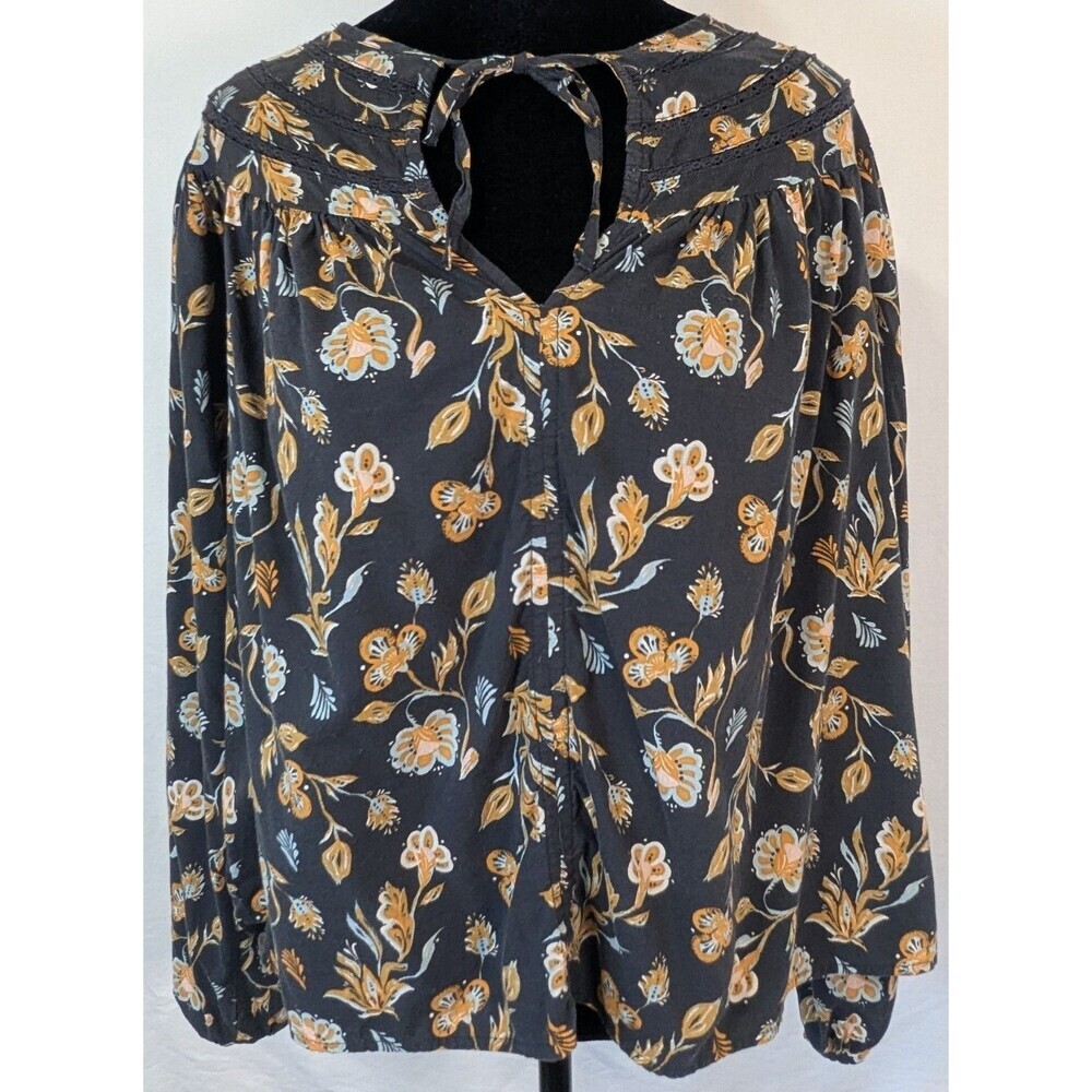 Universal Thread Floral Cotton Rayon Long Sleeve Peasant Blouse Size Small